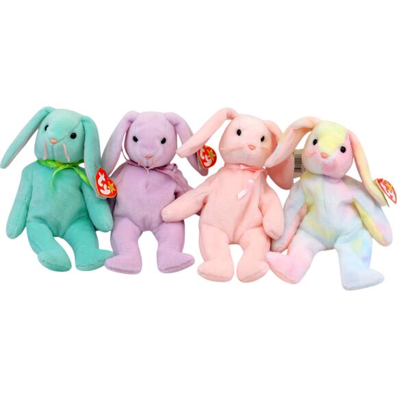 Easter Bunnies Beanie Babies [Set of 4] Hippie, Hippity, Hoppity, Floppity - Picture 3 of 7